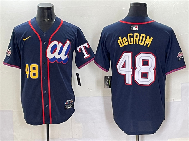 Men's American League #48 Jacob deGrom Navy 2025 All-Star Edition Limited Stitched Baseball Jersey
